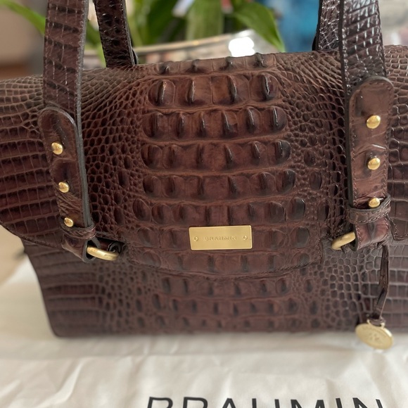 NWOT! BRAHMIN Brown Leather Satchel Purse - Picture 3 of 7